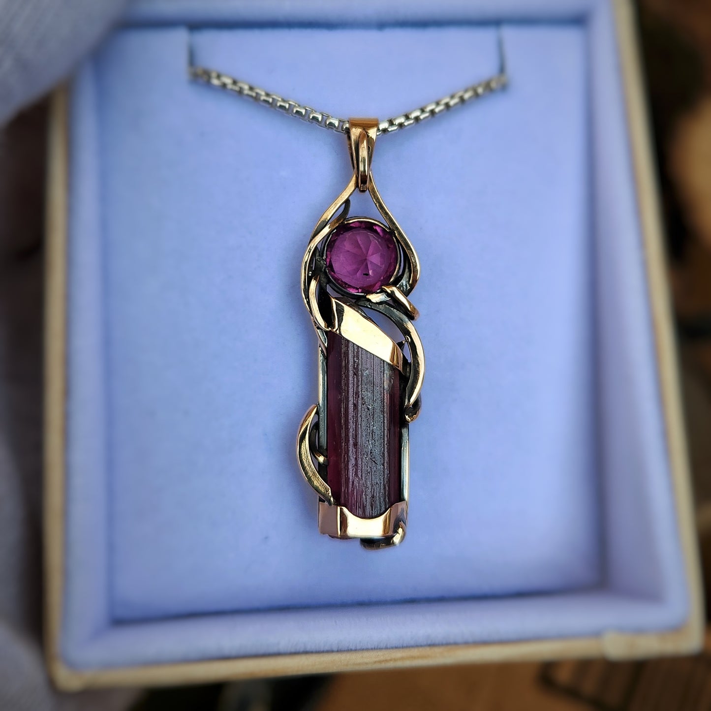 Color-shift Garnet/Tourmaline/18k gold Pendant | B. Harju Jewelry
