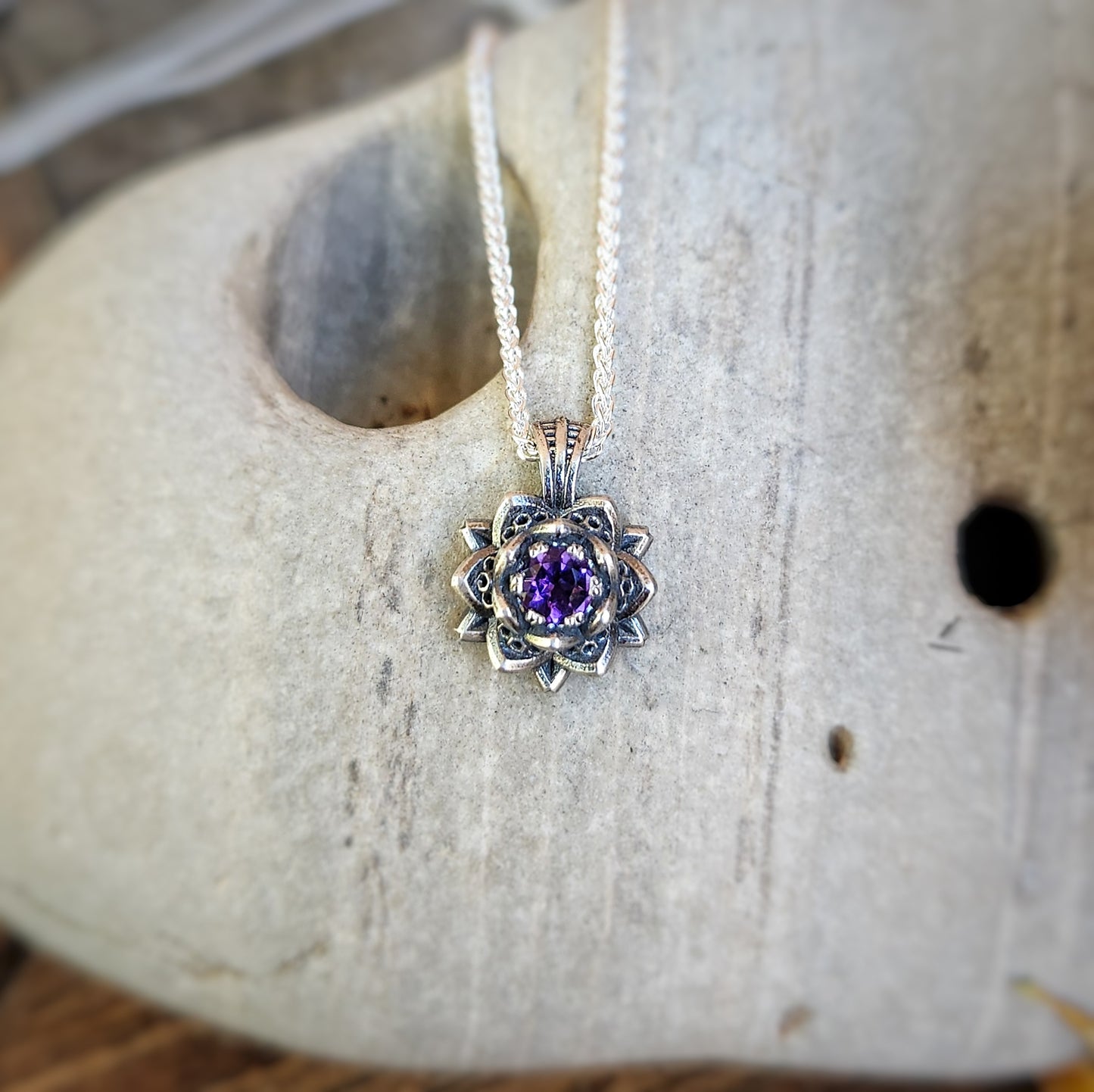 Mini Lotus Pendant in Silver