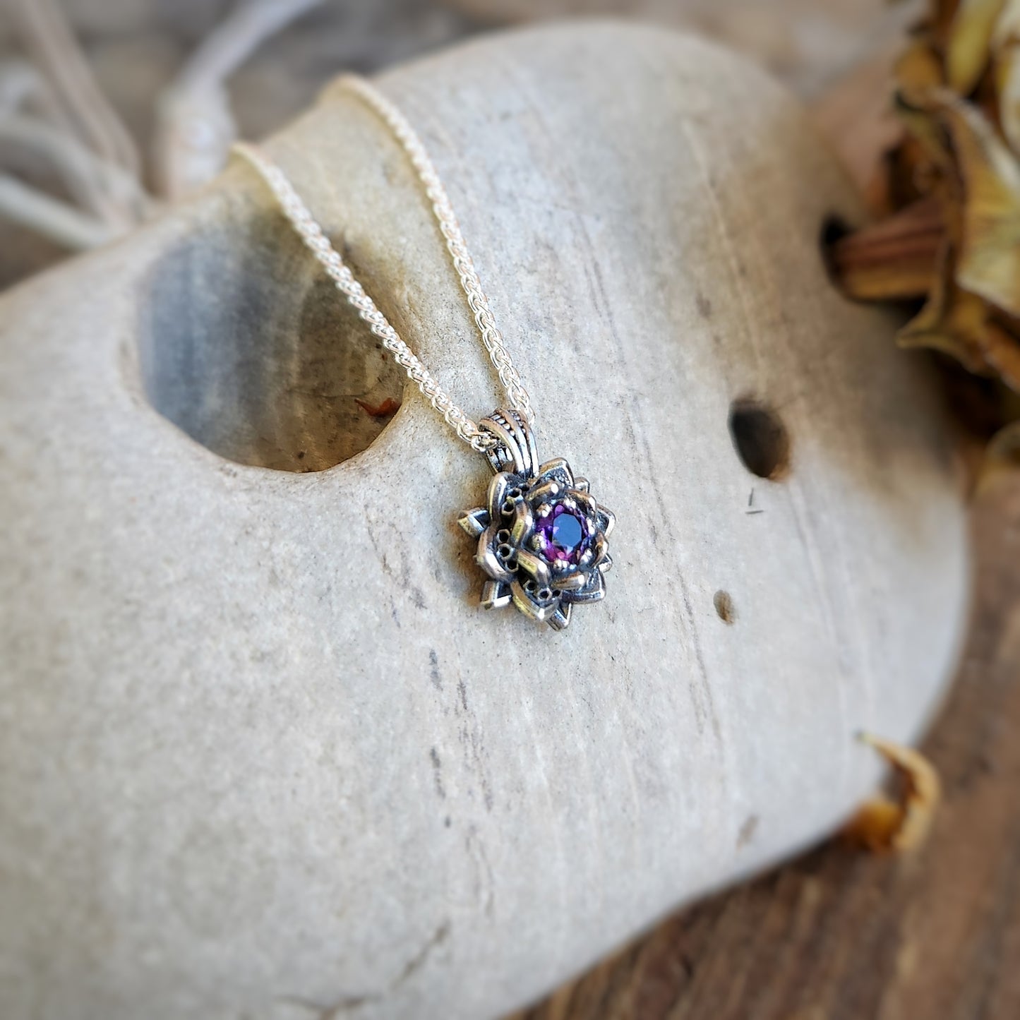 Mini Lotus Pendant in Silver