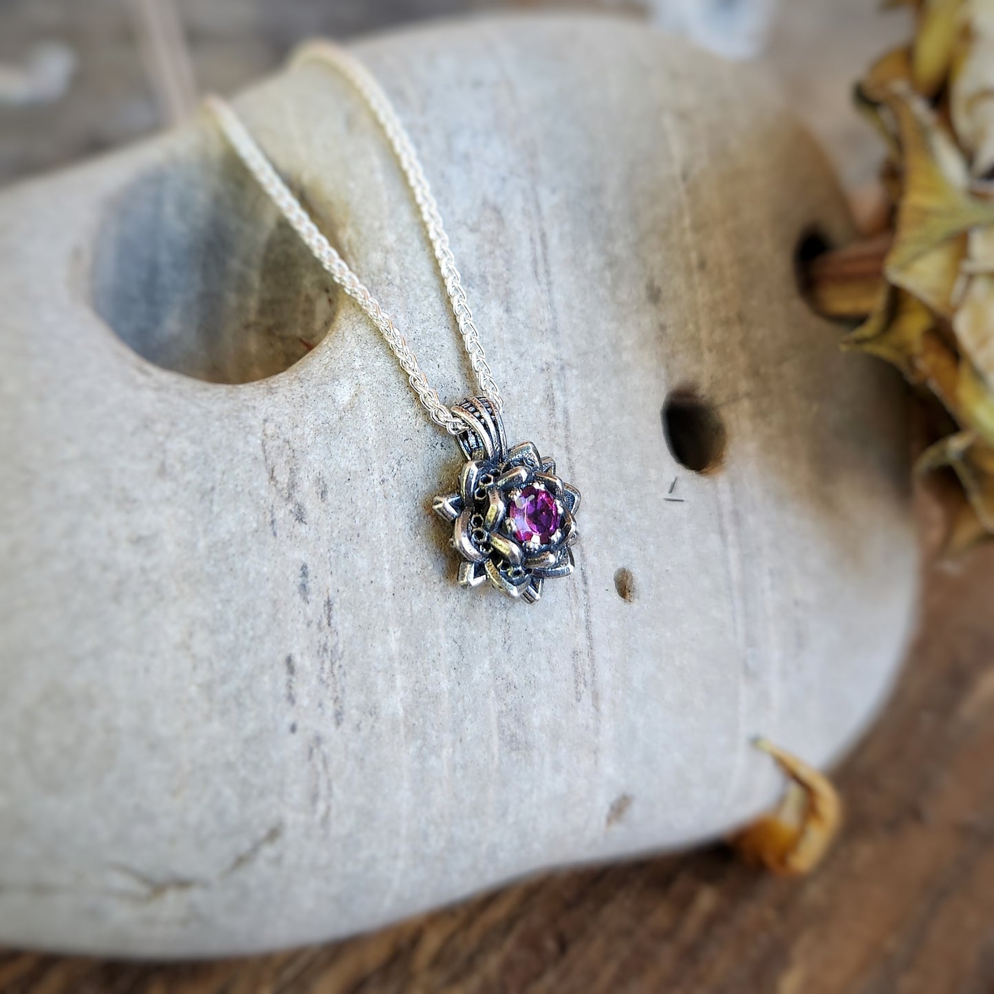 Mini Lotus Pendant in Silver