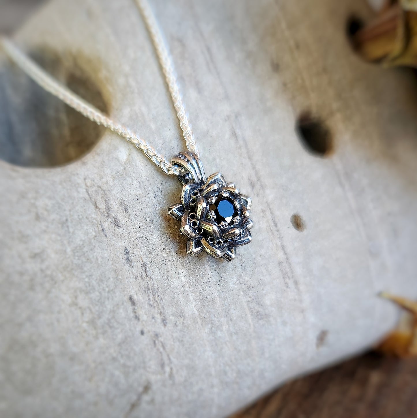 Mini Lotus Pendant in Silver