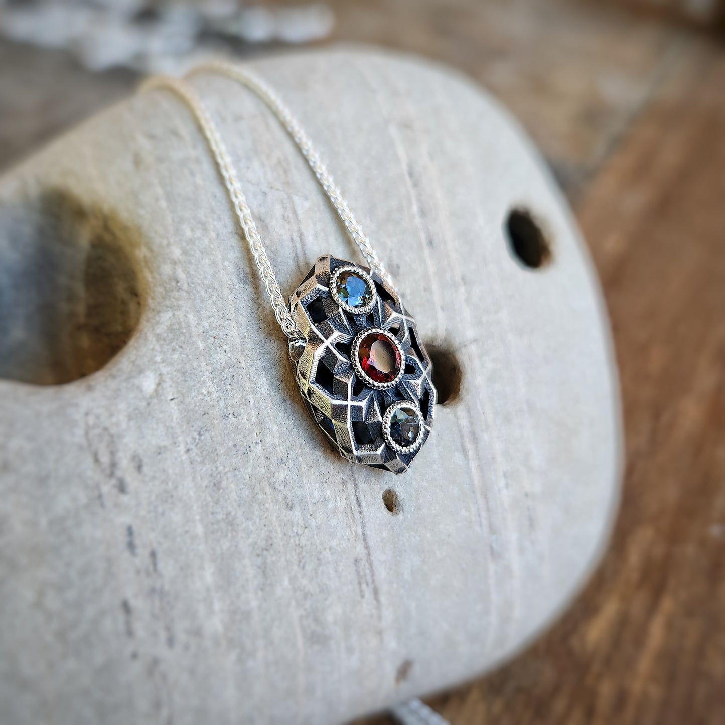 Triple Geo Pendant in Silver