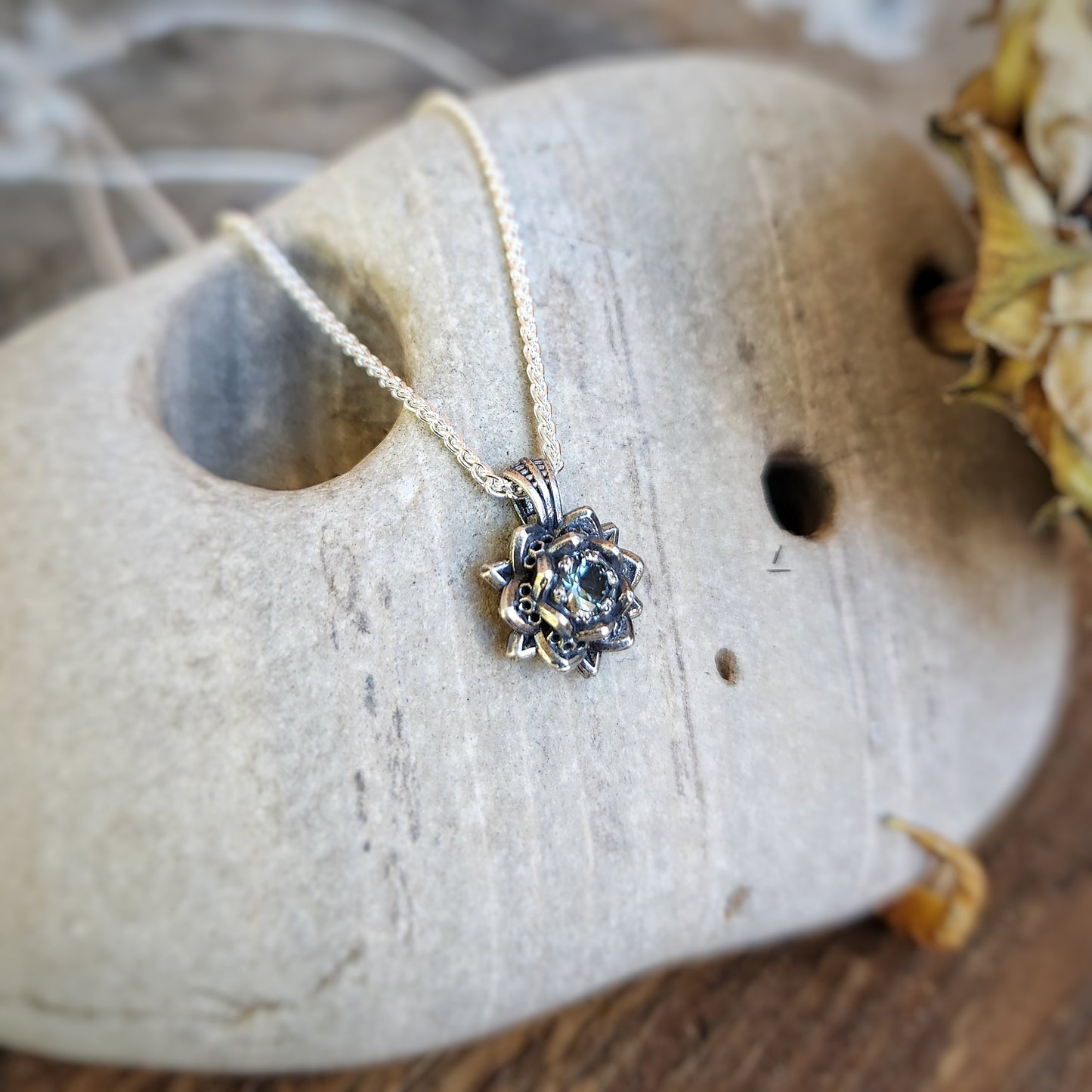 Mini Lotus Pendant in Silver
