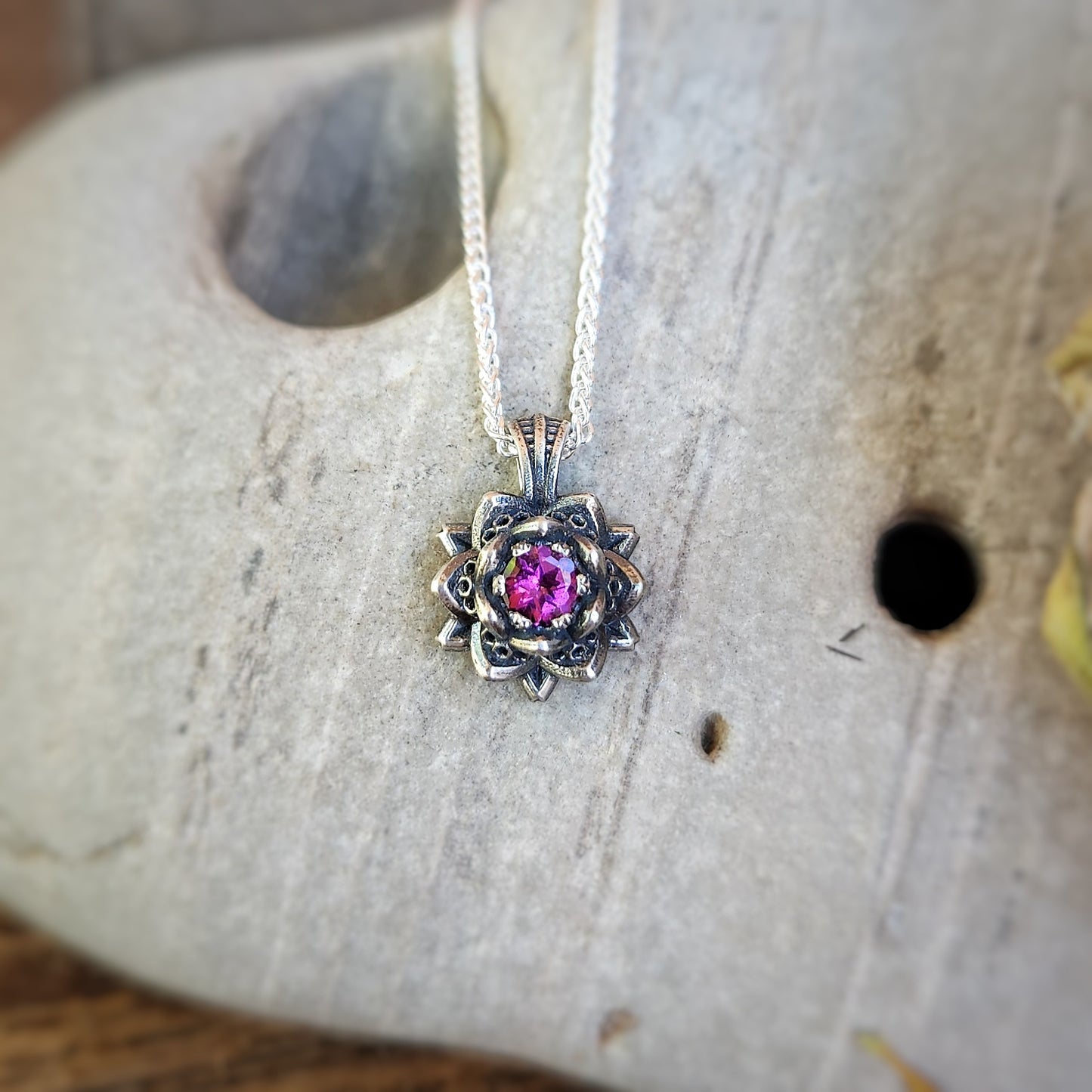 Mini Lotus Pendant in Silver