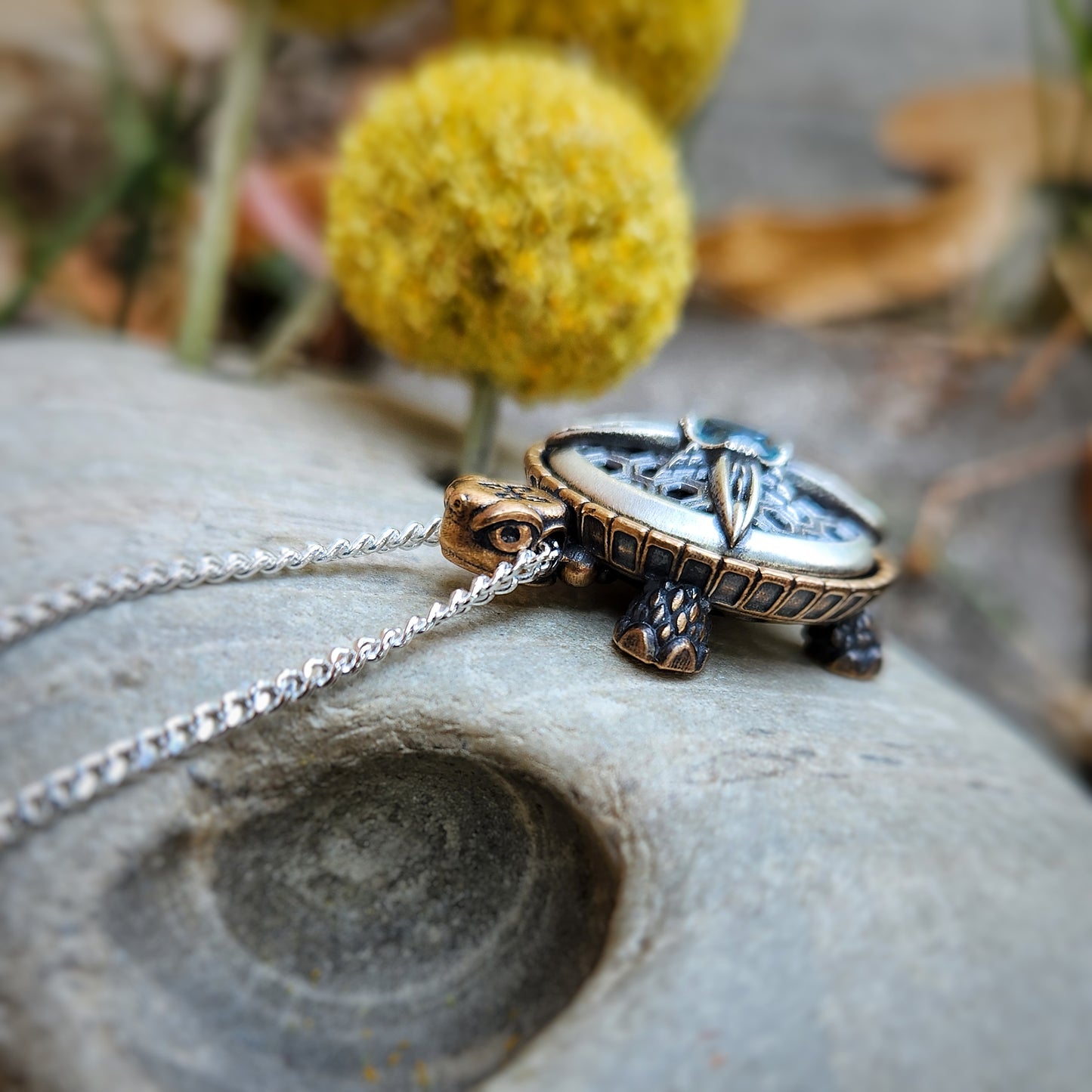 Nautical Tortoise Pendant with Spinning Shell