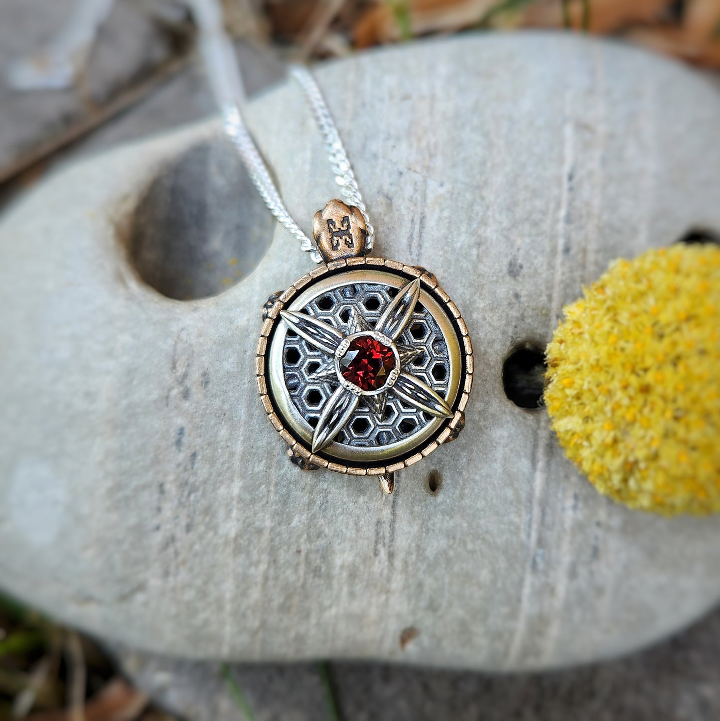 Nautical Tortoise Pendant with Spinning Shell