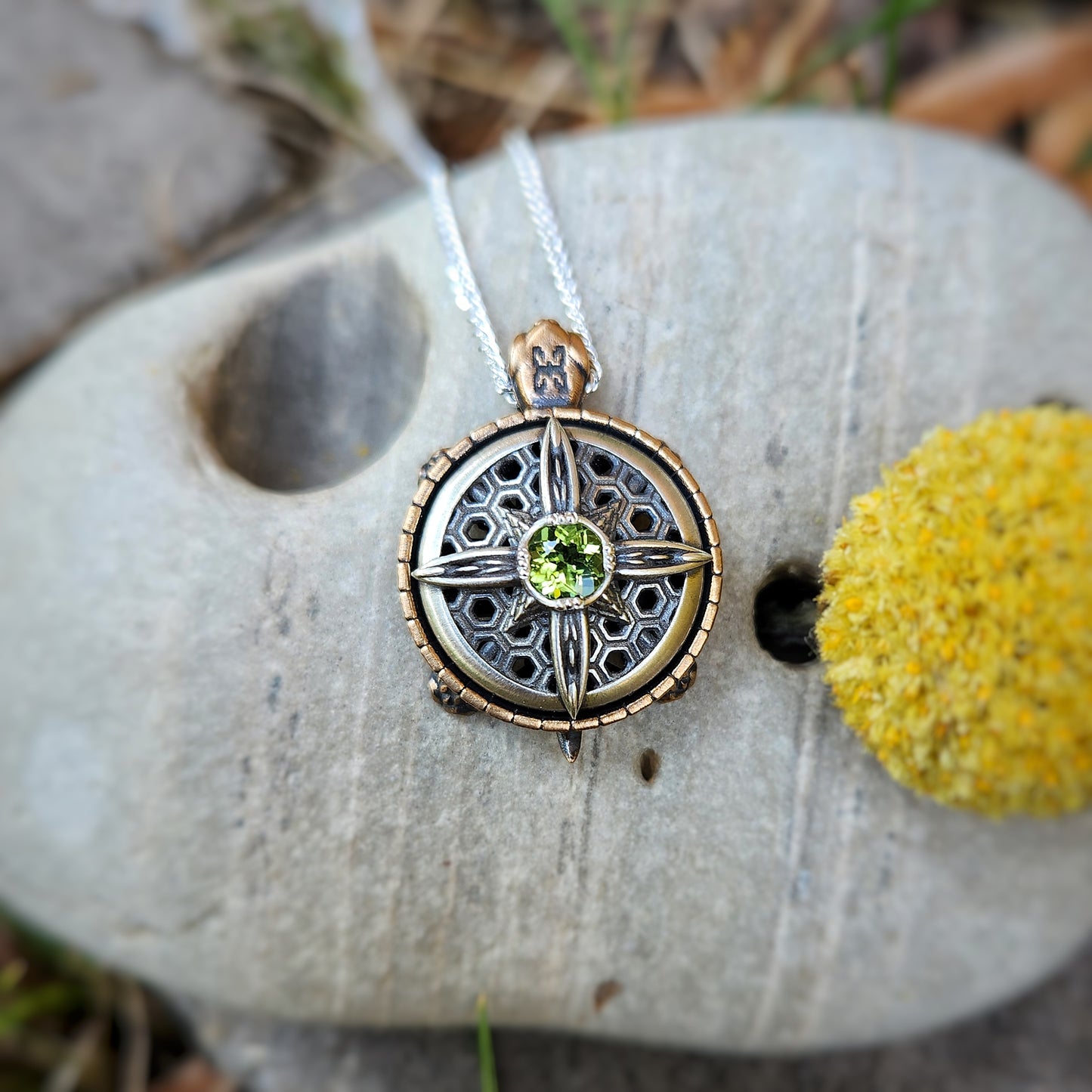 Nautical Tortoise Pendant with Spinning Shell