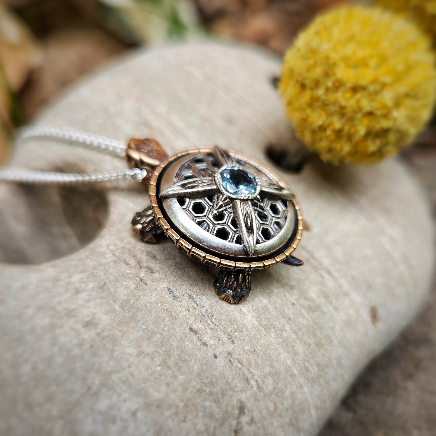 Nautical Tortoise Pendant with Spinning Shell