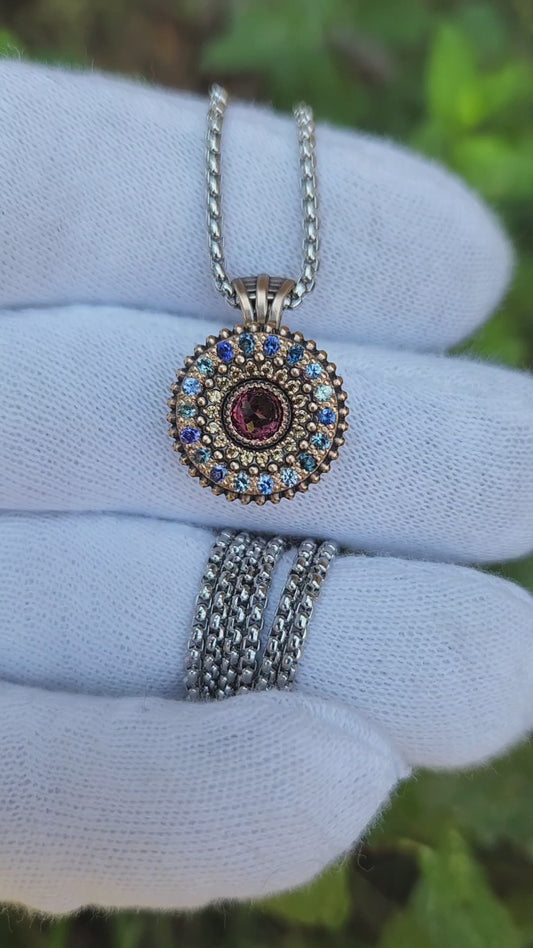 'Sundial Spinner' Mixed Metal Pendant