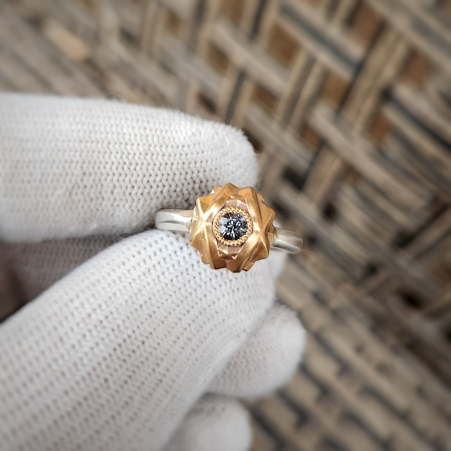 'Solstice' Ring in Silver and GPB