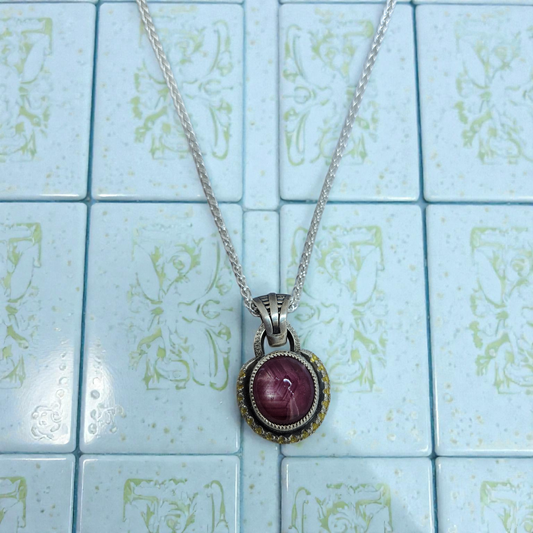 Sterling Silver Ruby and Sapphire Pendant