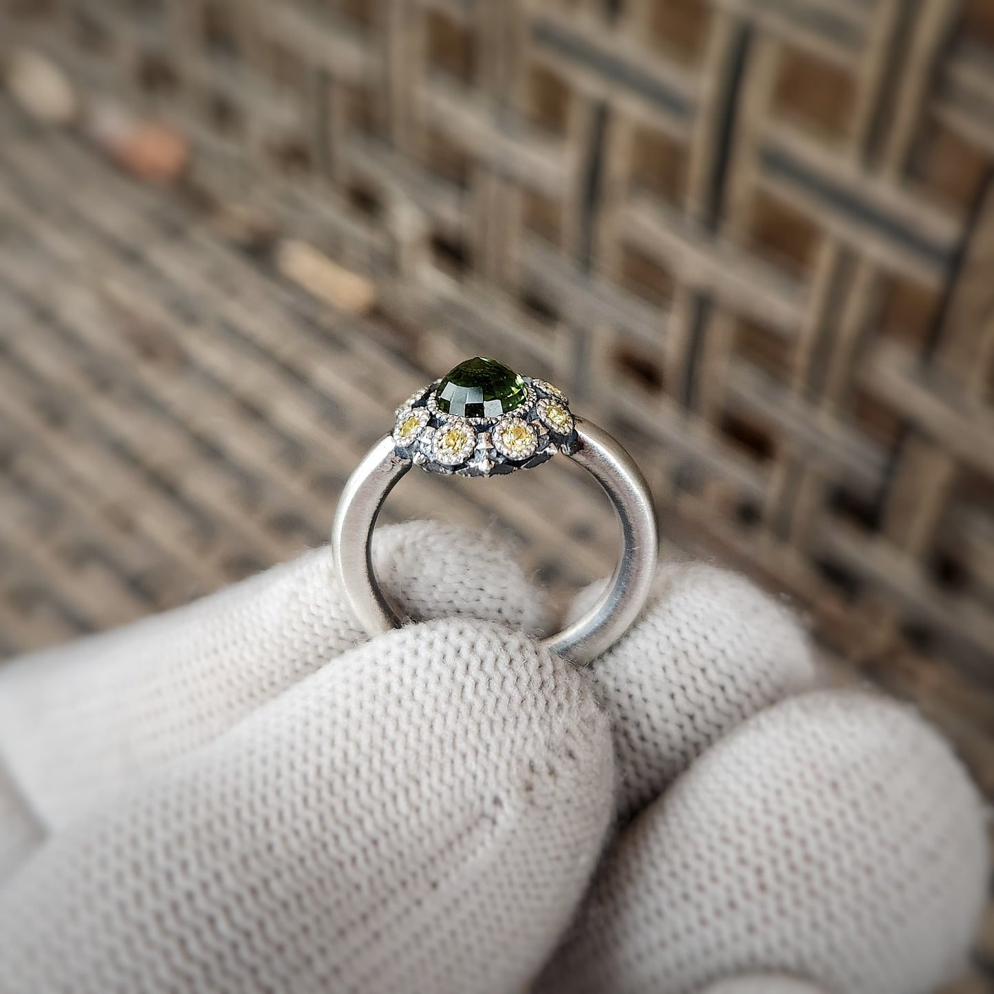 Tourmaline and Sapphire Silver Ring