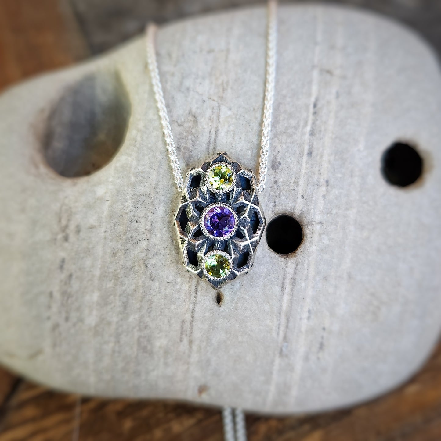 Triple Geo Pendant in Silver
