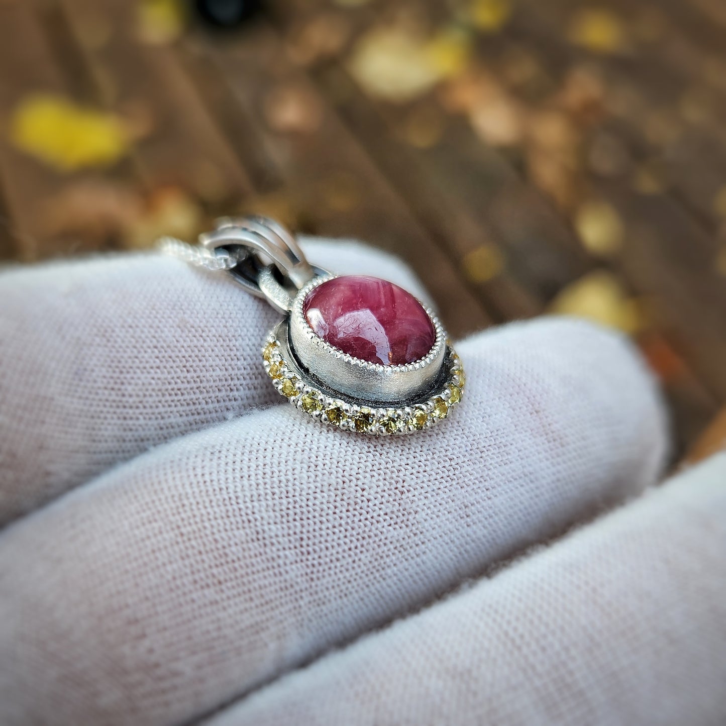 Sterling Silver Ruby and Sapphire Pendant