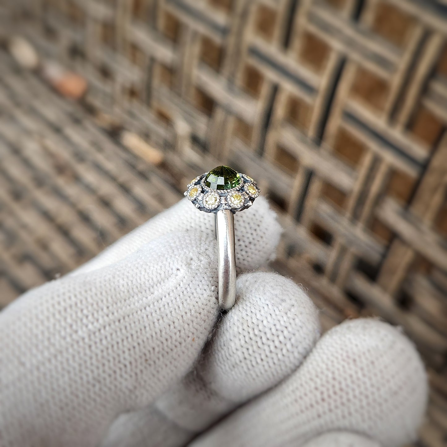 Tourmaline and Sapphire Silver Ring