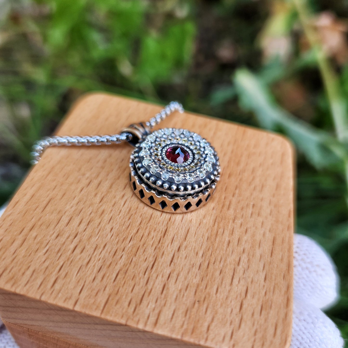 'Sundial Spinner v.2' Mixed Metal Pendant