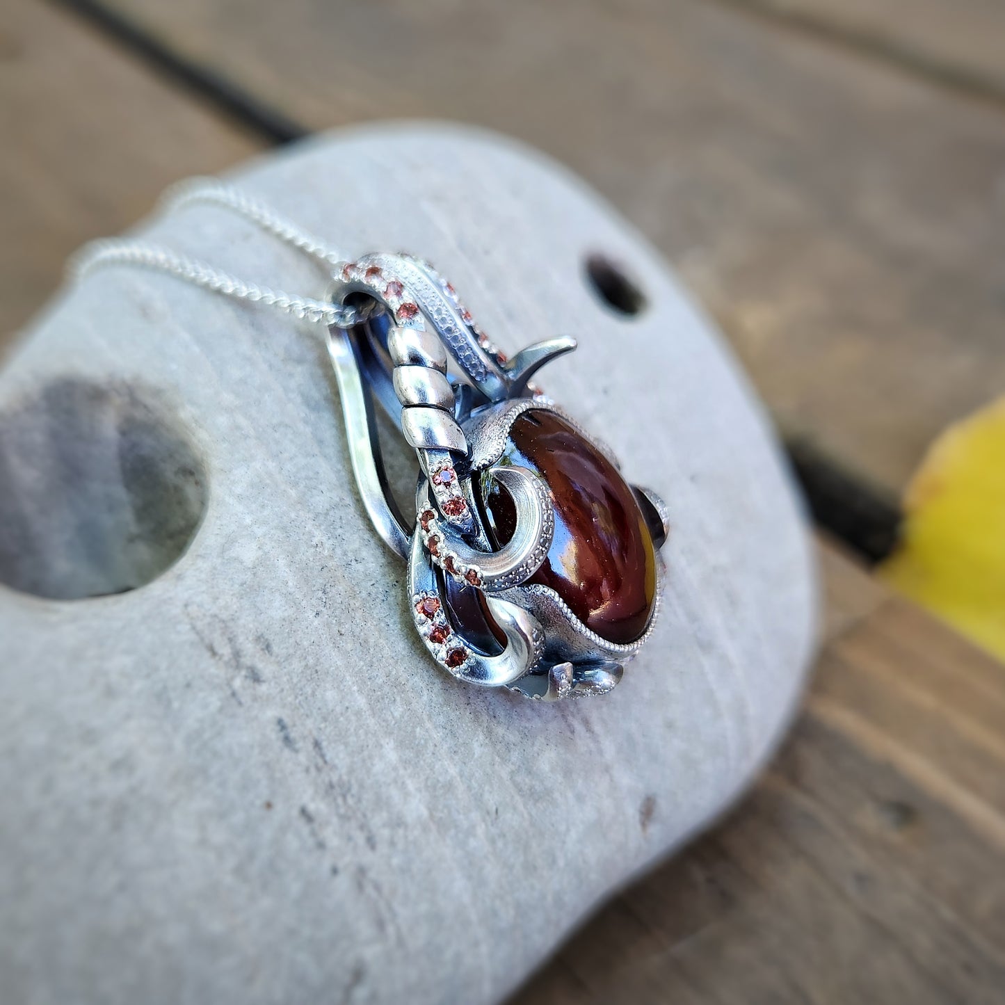 'Harvest Flame' Garnet Pendant in Silver