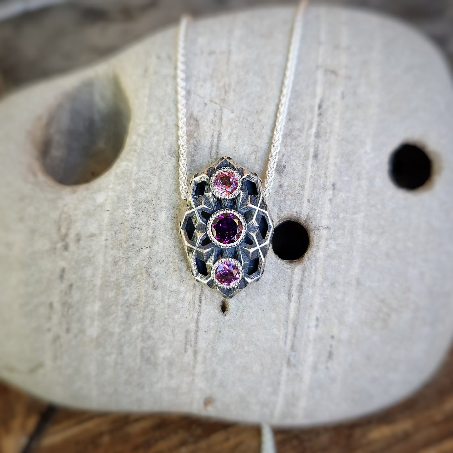 Triple Geo Pendant in Silver