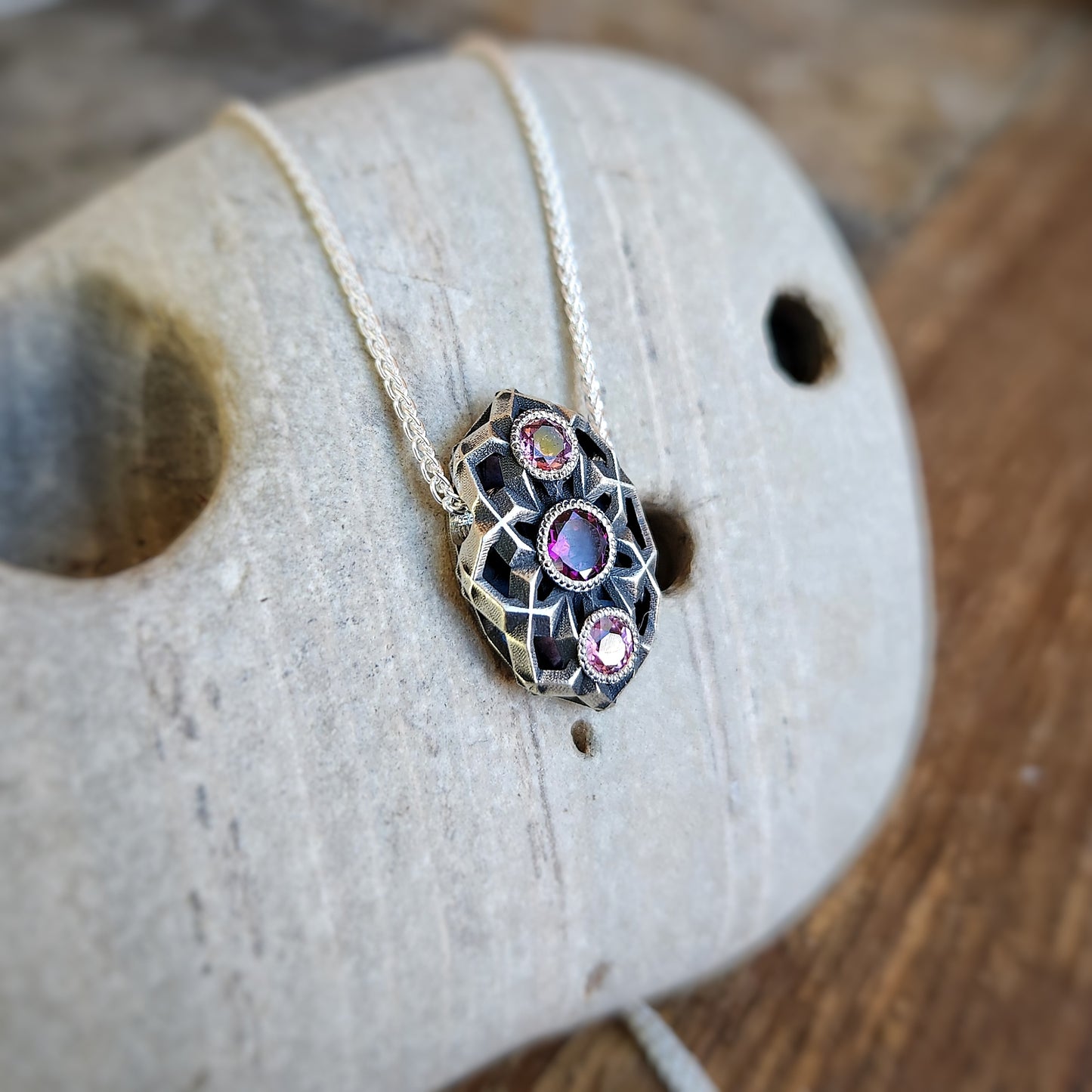 Triple Geo Pendant in Silver