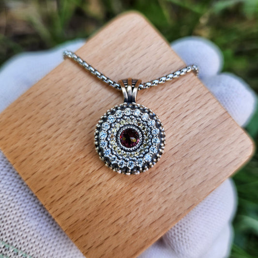'Sundial Spinner v.2' Mixed Metal Pendant