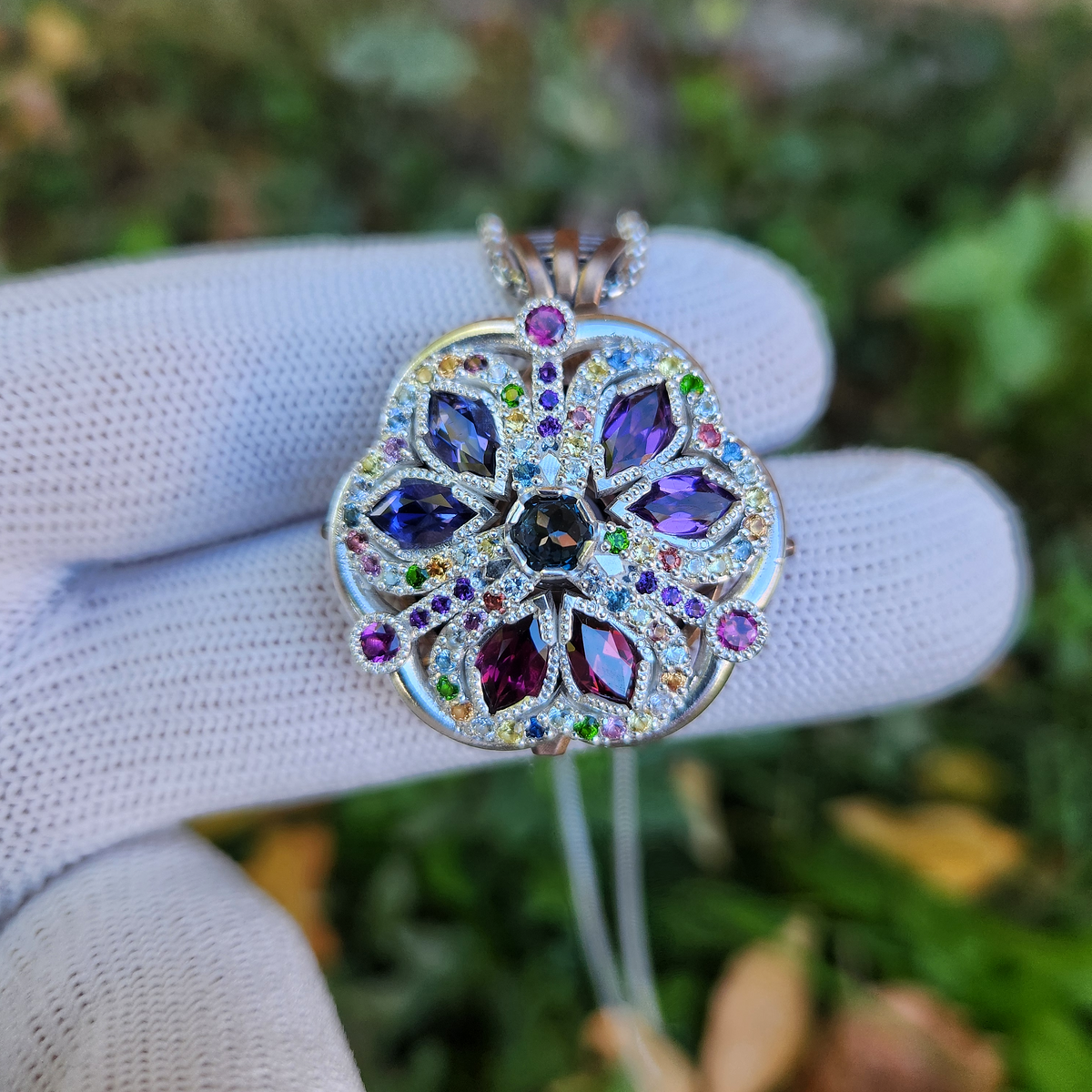 'Fenestra Rosacea' - Kinetic Mixed Metal Pendant