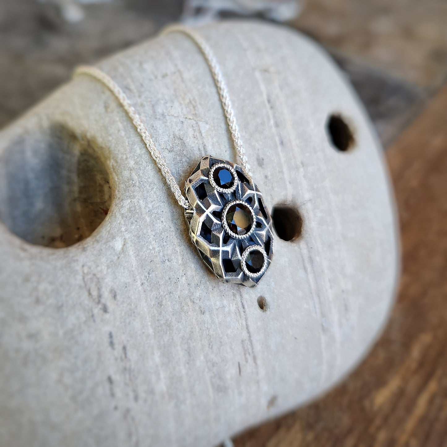 Triple Geo Pendant in Silver
