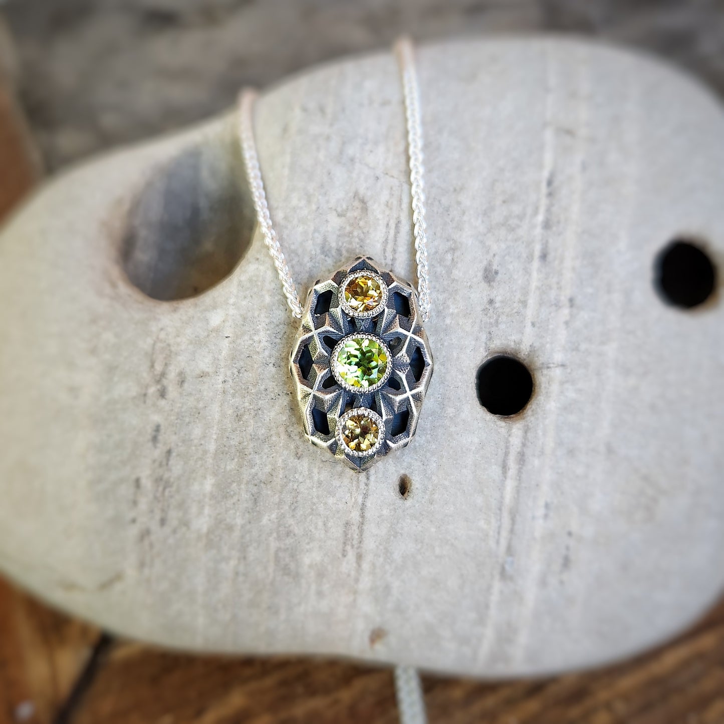 Triple Geo Pendant in Silver