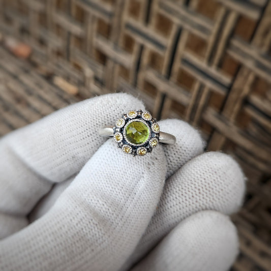 Tourmaline and Sapphire Silver Ring