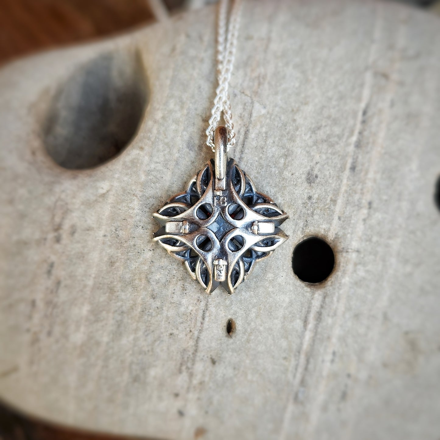 Garnet and Sapphire Pendant in Silver