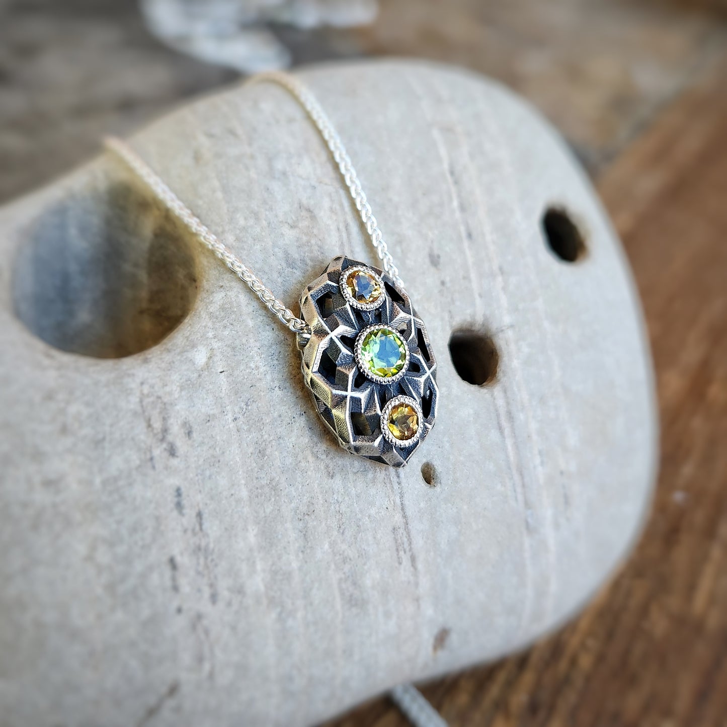Triple Geo Pendant in Silver