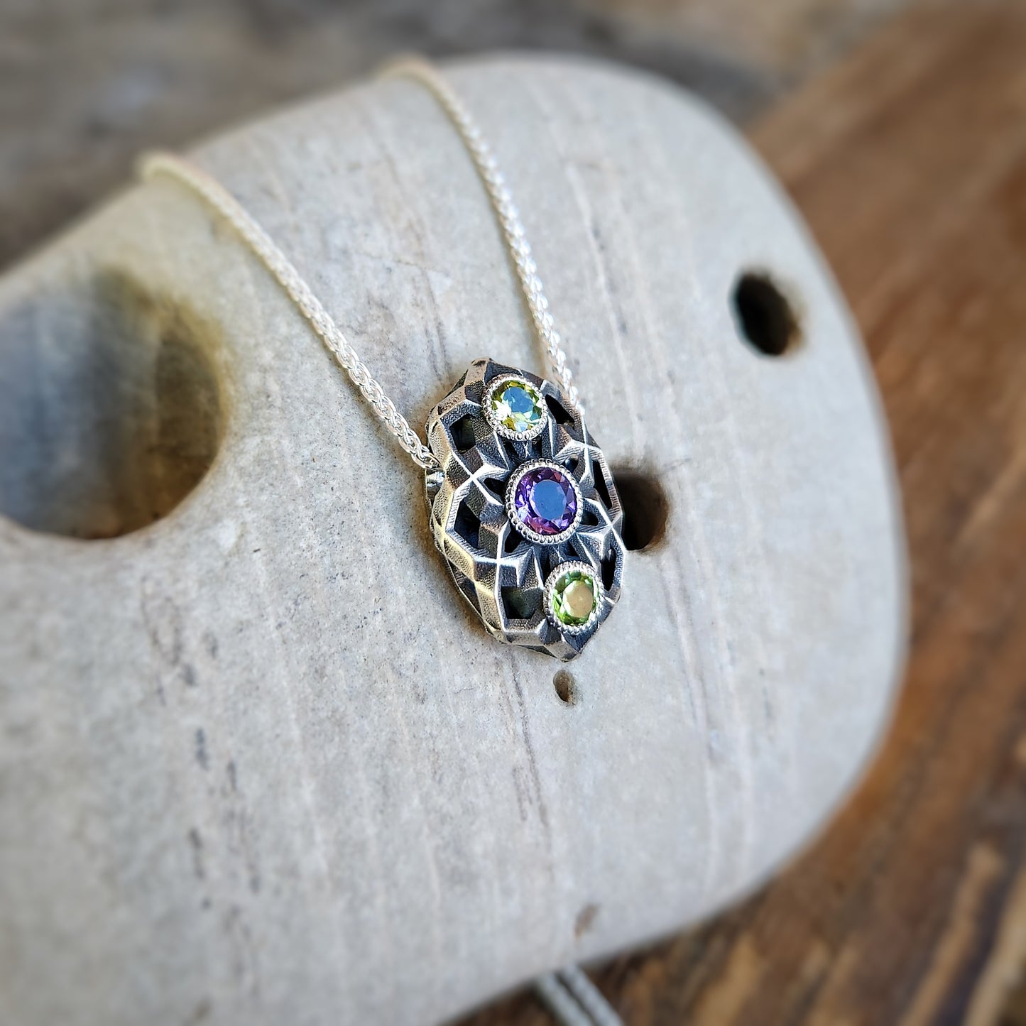 Triple Geo Pendant in Silver