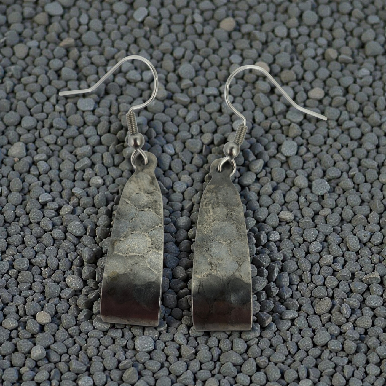 Hammered Steel Teardrop Earrings