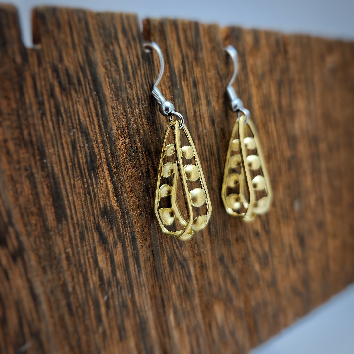 Brass 'Pea Pod' Earrings
