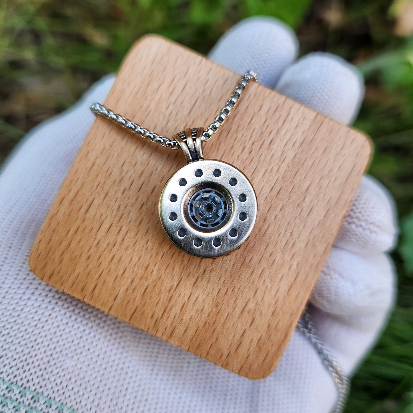 'Sundial Spinner v.2' Mixed Metal Pendant