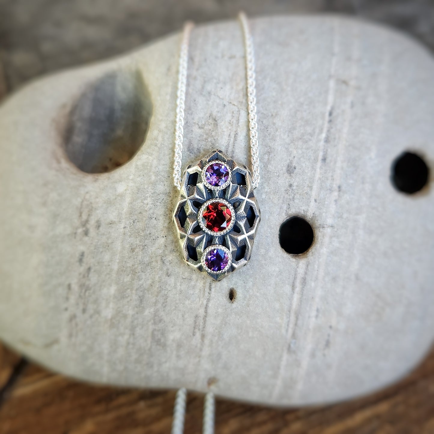 Triple Geo Pendant in Silver
