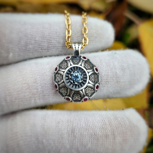 Vintage Inspired Mixed Metal Pendant (stationary).