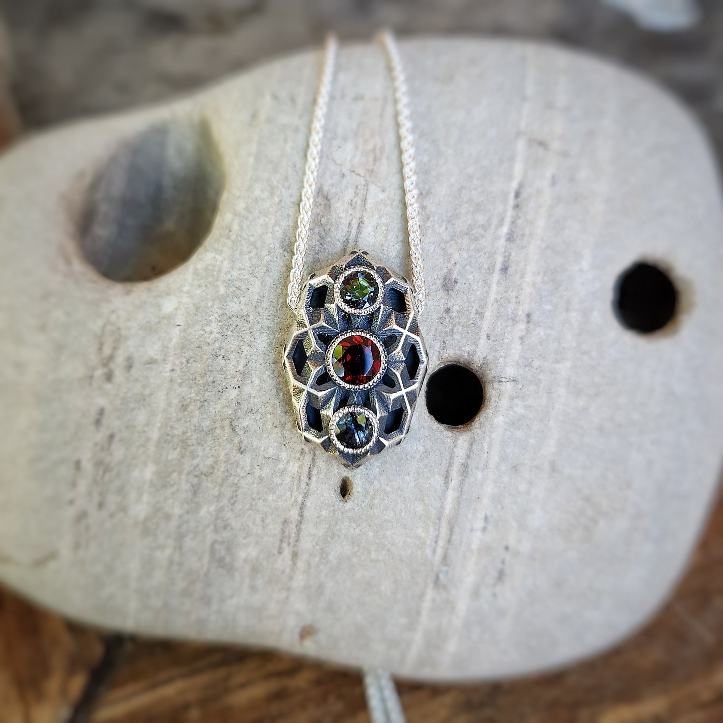 Triple Geo Pendant in Silver