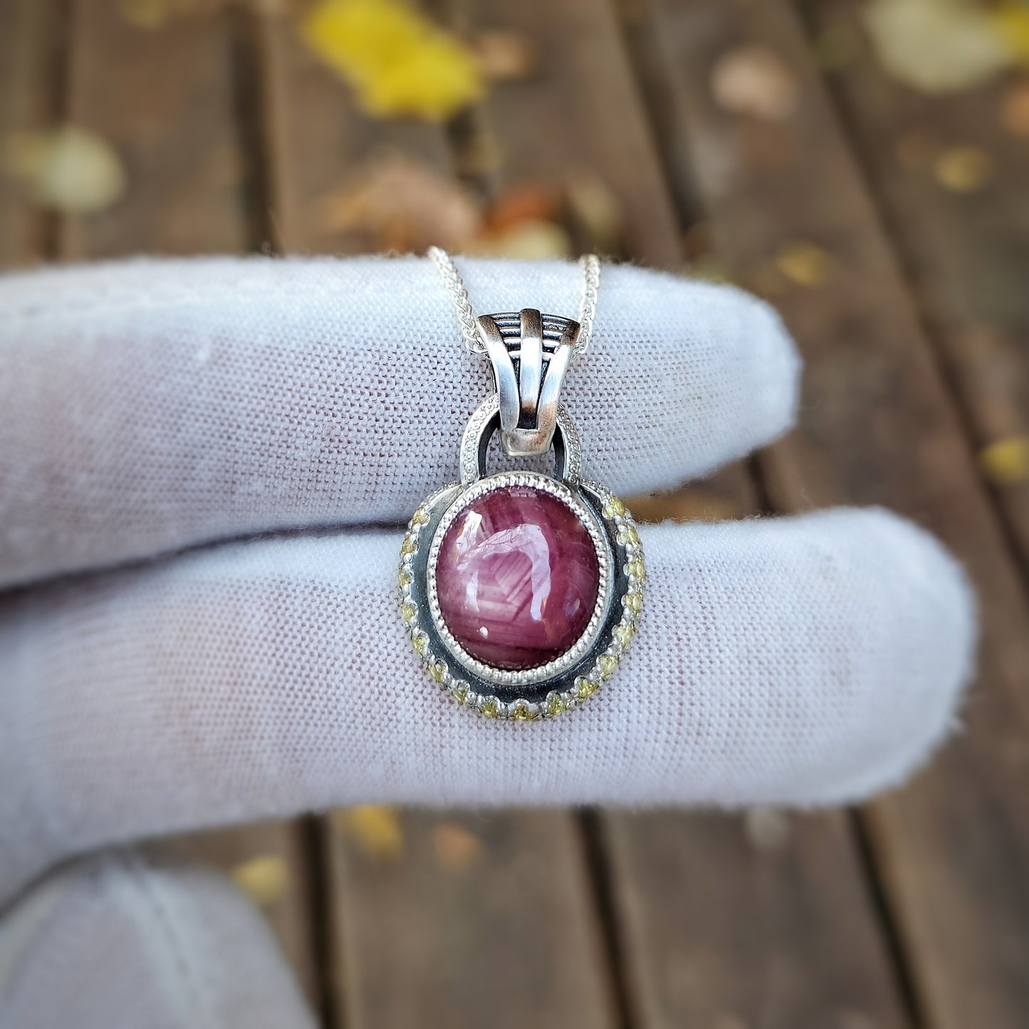 Sterling Silver Ruby and Sapphire Pendant